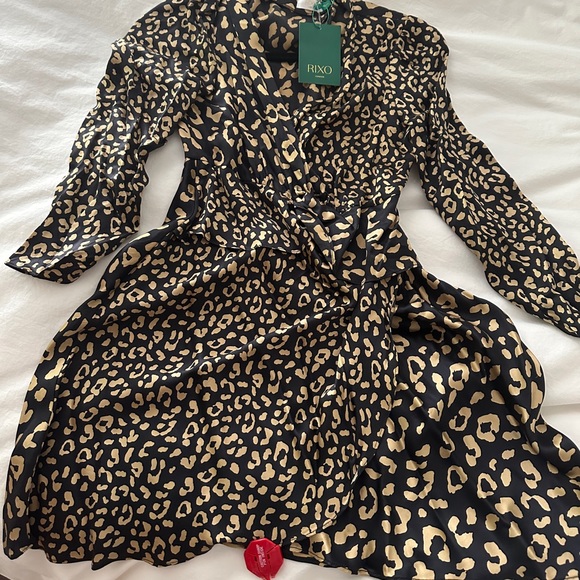 Rixo Lilly Leopard Silk Minidress - Picture 2 of 7